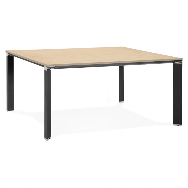 Bureau BENCH table de réunion moderne en bois pieds noirs RICARDO (160x160 cm) (naturel) - image 49709