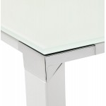 Bureau droit design en verre trempé pieds blancs BOIN (140x70 cm) (blanc)