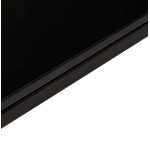 Scrivania destra design vetro imbevuto piedi neri BOIN (140x70 cm) (nero)