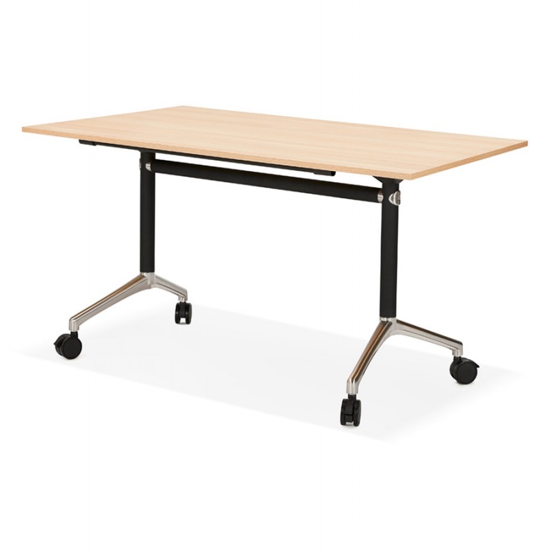 SAYA mesa de tarima de madera de patas negras (140x70 cm) (acabado natural) - image 49770