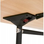 Table pliante sur roulettes en bois pieds noirs SAYA (140x70 cm) (finition naturelle)
