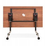 Falttisch auf Rädern aus Holz schwarze Füße SAYA (140x70 cm) (Finish Nussbaum)