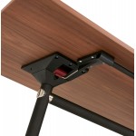 SAYA mesa de tarima de madera de patas negras (140x70 cm) (acabado de nogal)