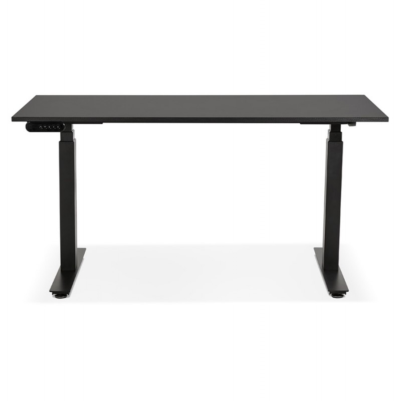 Bureau assis debout électrique en bois pieds noirs KESSY (140x70 cm) (noir) - image 49794