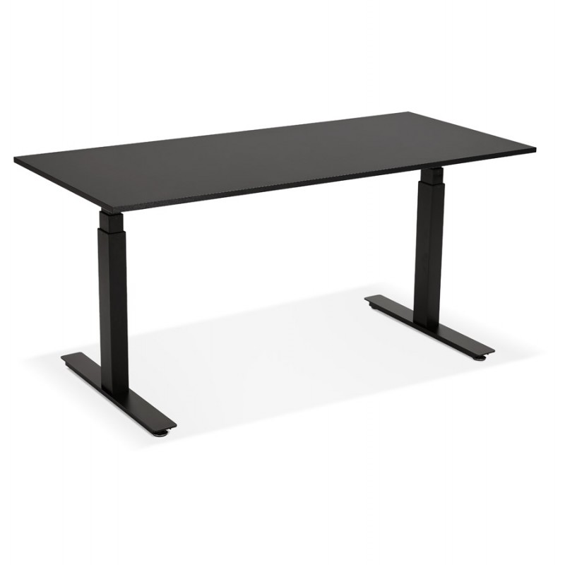 Bureau assis debout électrique en bois pieds noirs KESSY (160x80 cm) (noir) - image 49821