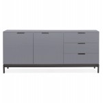 Buffet enfilade design 2 doors 3 wooden drawers AGATHE (grey)
