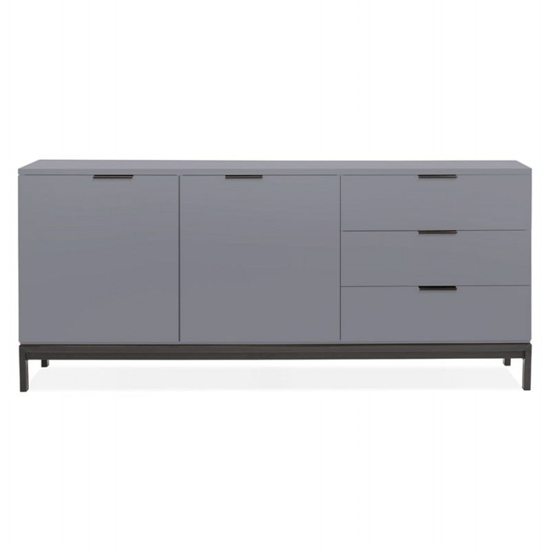 Buffet enfilade design 2 doors 3 wooden drawers AGATHE (grey) - image 49979