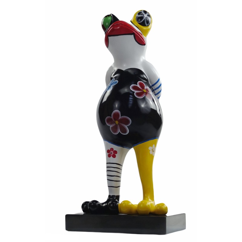 Statue design decorative sculpture frog flowers in resin H67 (multicolor) - image 50037