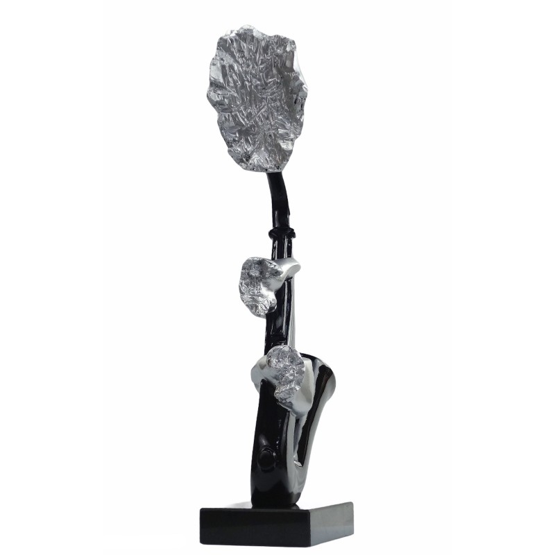 SAXOPHONE design decorative sculpture statue in resin H64 cm (black, silver) - image 50060