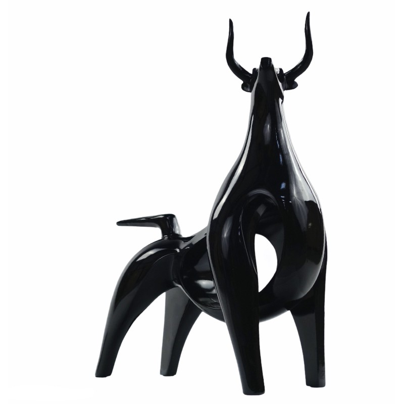 Design decorative sculpture Bull statue in resin H54 cm (black) - image 50063