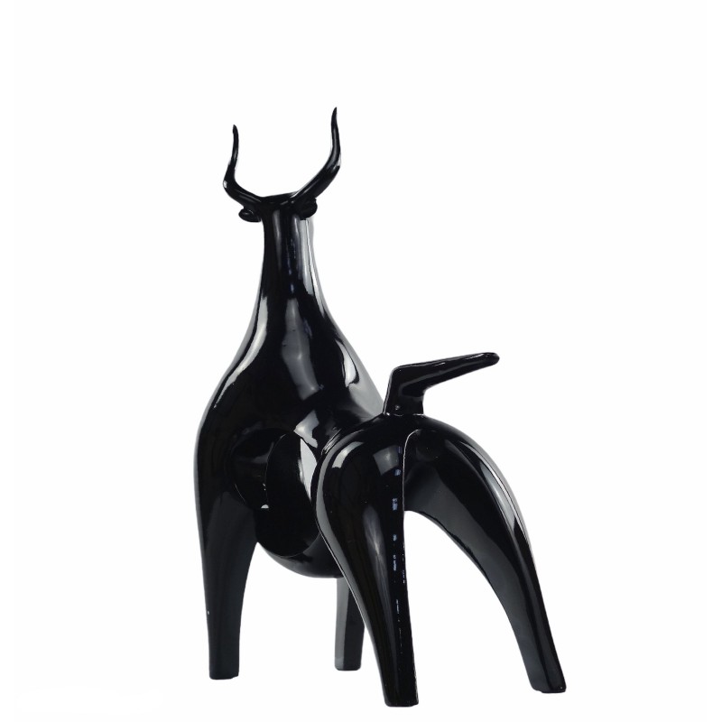 Design decorative sculpture Bull statue in resin H54 cm (black) - image 50066