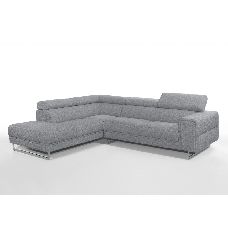 Sofá de esquina de diseño de 5 asientos con reposacabezas ILONA de tela - Angle Left (gris) - image 50145