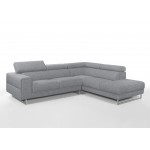 5-seat design corner sofa with fabric ILONA headrests - Angle Right (grey)