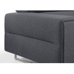 Canapé droit design 3 places avec têtières CYPRIA en tissu (gris foncé)