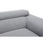 3-5 Sitzer Design-Ecksofa mit LESLIE Kopfstützen aus Stoff - Winkel Links (grau)