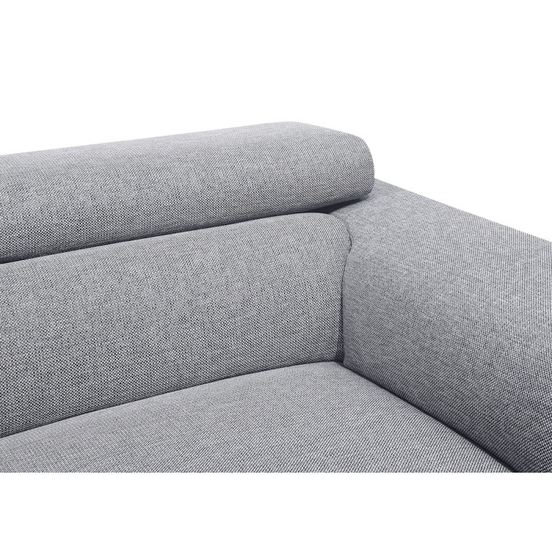 3-5 Sitzer Design-Ecksofa mit LESLIE Kopfstützen aus Stoff - Winkel Links (grau) - image 50184