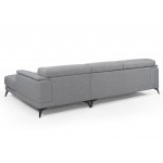 3-5-seat design corner sofa with LESLIE fabric headrests - Right angle (grey)