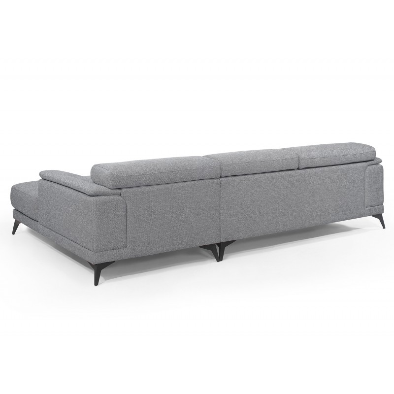 Canapé d'angle design 3-5 places avec appuis-tête LESLIE en tissu - Angle Droit (gris) - image 50190