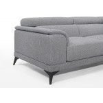 Canapé d'angle design 3-5 places avec appuis-tête LESLIE en tissu - Angle Droit (gris)