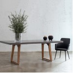 Table à manger design pieds teck massif OXANA (180 cm) (gris)