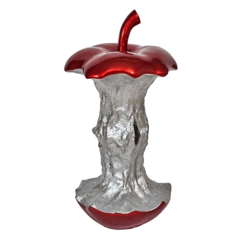Statue decorative sculpture design TROGNON DE POMME (H106 cm) (Red, silver) - image 50404