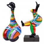 Lot de 2 Statues sculptures décoratives design FEMMES (H42 cm) (Multicolore)