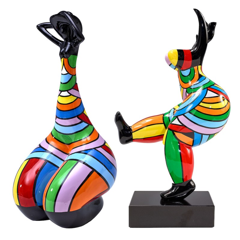 Lot de 2 Statues sculptures décoratives design FEMMES (H42 cm) (Multicolore) - image 50405