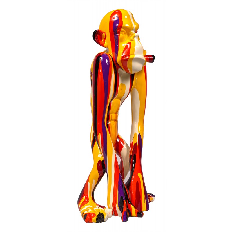 Statue sculpture decorative design MONKEY TRASH (H58) (Multicolored)
