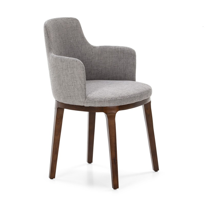 Chair 57X54X83 Wood Brown Fabric Grey