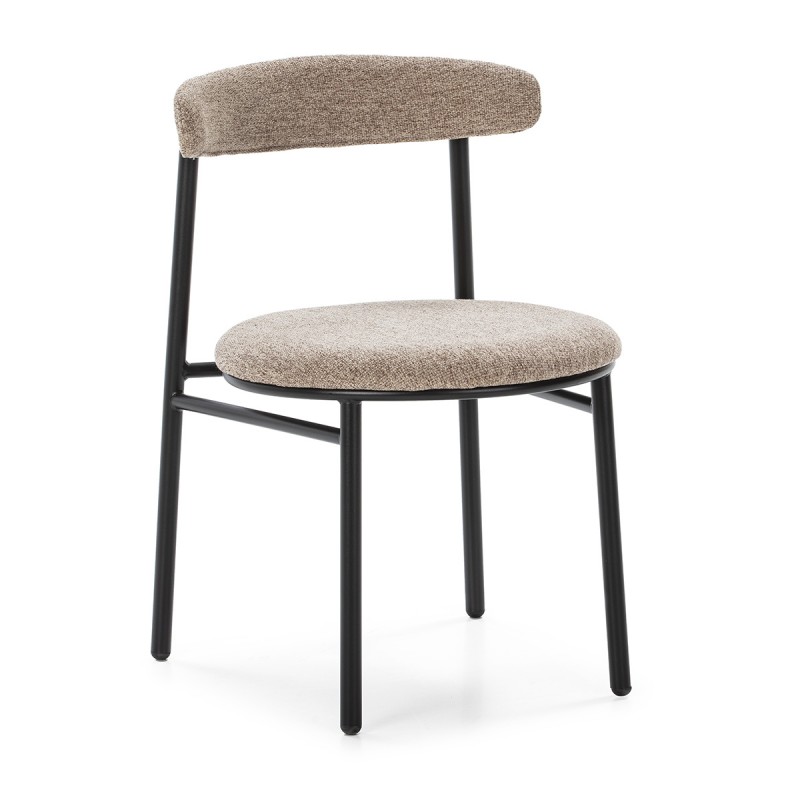 Retro Chair 48X54X73 Metal Black Fabric Beige - image 50445