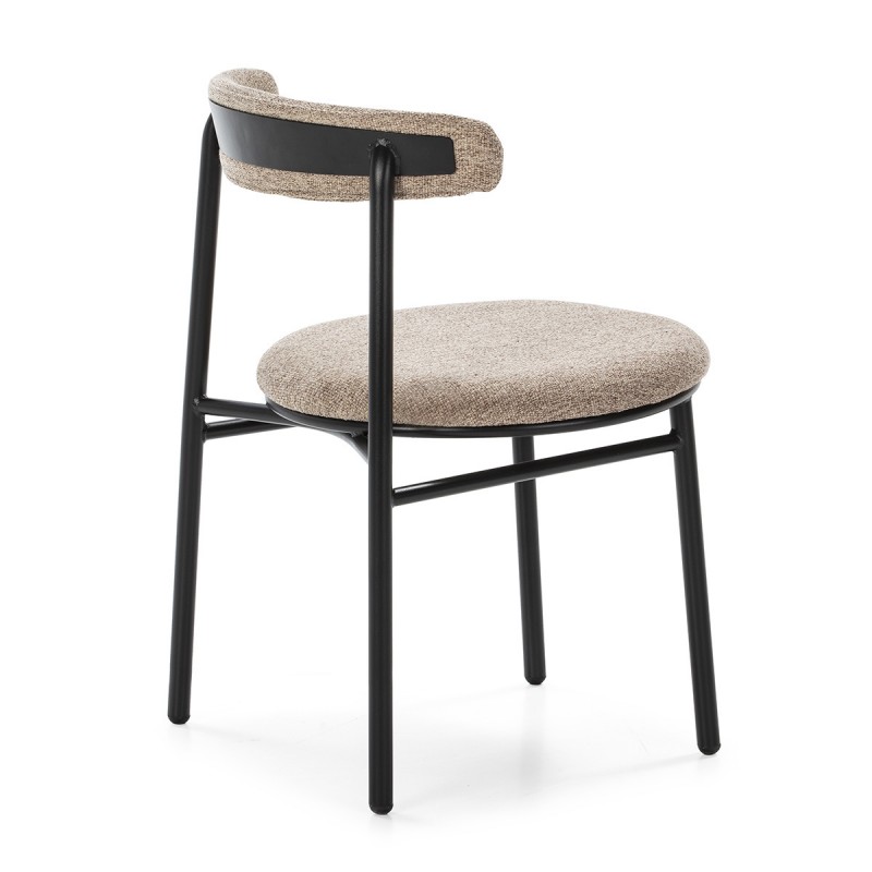 Retro Chair 48X54X73 Metal Black Fabric Beige - image 50447