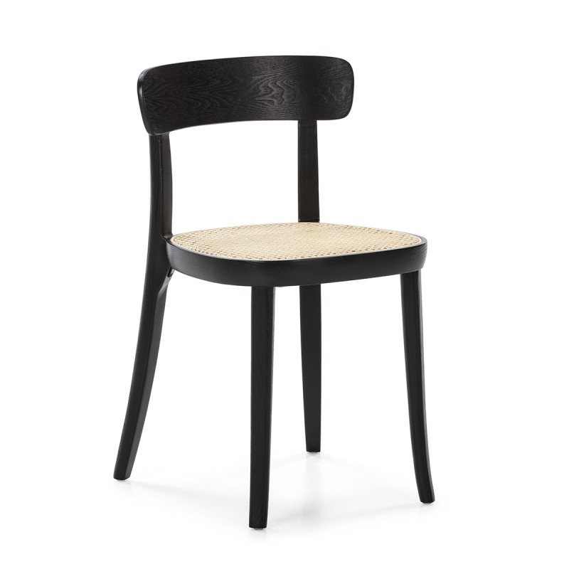 Chair 44X48X76 Wood Black Rattan Natural - image 50462