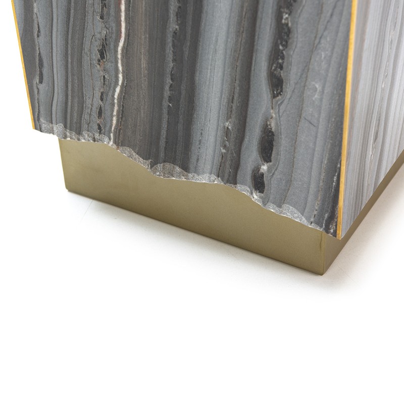 Side Table 41X41X53 Marble Grey Metal Golden - image 50512