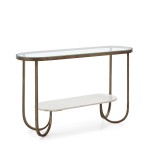 Console 122X39X76 Glass Marble White Metal Golden