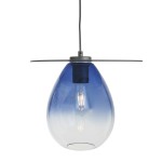 Lampe suspendue 34x33x31 Métal Noir Verre Bleu