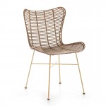 Chair 56X51X85 Metal Wicker White Washed