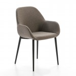 Chair Armrests Brown Fabric 54X59X86 Metal Black