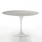 Table à manger 120x120x73 Marbre Fibre de verre Blanc