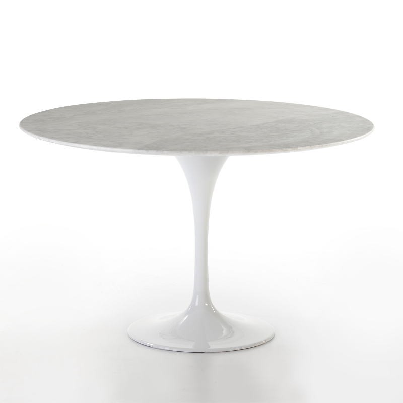 Dining Room Table 120X120X73 Marble Fiberglass White - image 50813