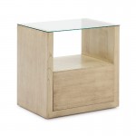 Nachttisch 1 Schublade 60X40X60 Holz Grau 60X45X60 Glas/Holz Weiß Verschleiert