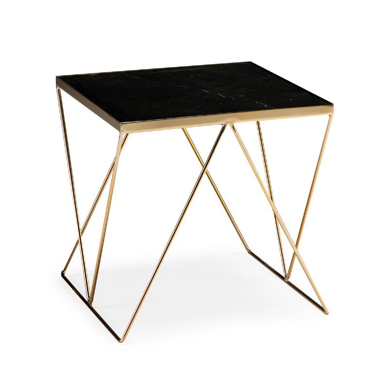 Side Table 45X45X45 Marble Black Metal Golden - image 50918