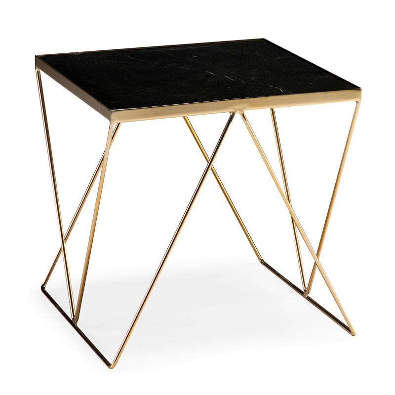 Side Table 50X50X50 Marble Black Metal Golden - image 50920