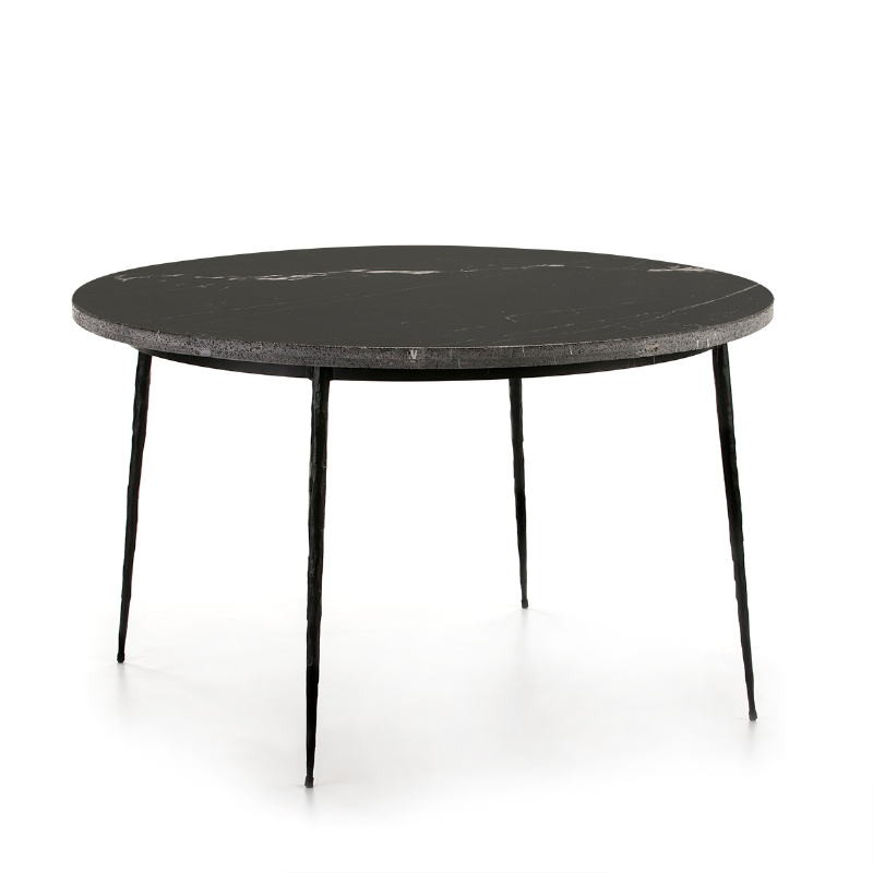 Dining Room Table 125X125X75 Marble Metal Black - image 50924