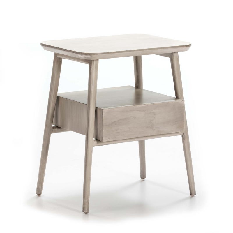 Bedside Table 1 Drawer 50X38X60 Wood Grey Veiled - image 50944