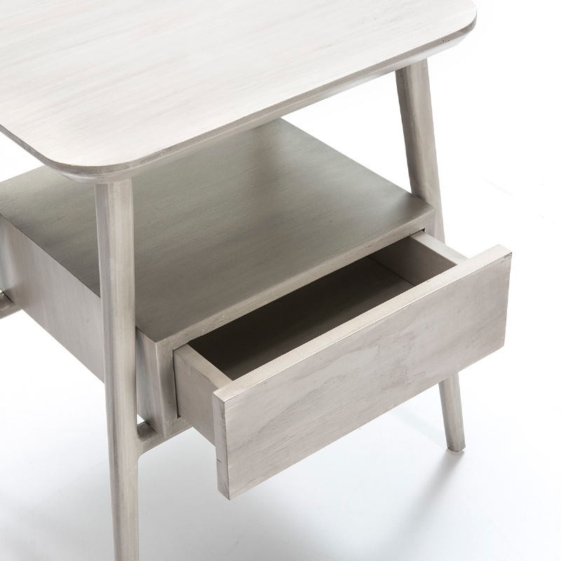 Bedside Table 1 Drawer 50X38X60 Wood Grey Veiled - image 50946
