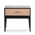 Bedside Table 1 Drawer 60X40X55 Wood Black Grey