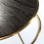 Coffee Table 76X76X36 Wood Dark Brown Metal Golden