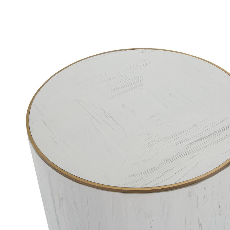 Side Table 50X50X55 Wood White Metal Golden - image 50994