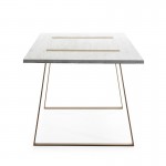 Dining Room Table 200X90X76 Wood White Metal Golden