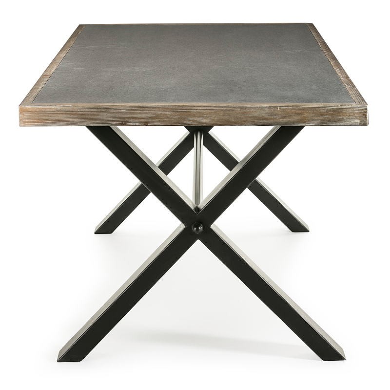 Dining Room Table 200X90X78 Cement Wood Natural Metal Black - image 51052